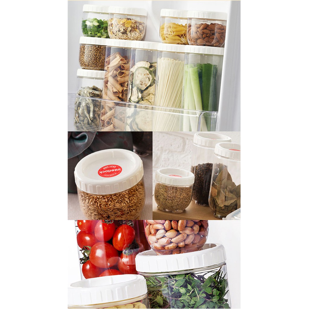Bộ 9 Hộp Bảo Quản Lock&Lock Interlock INL302S9 [0.5L - 1L - 1.6L] (Nắp Trắng) | BigBuy360 - bigbuy360.vn