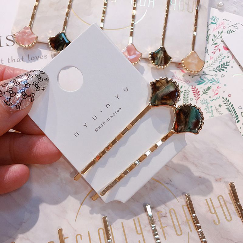 Flgo Kẹp Tóc Vỏ Sò Kim Loại Gợn Sóng Phong Cách Hàn Quốc Tươi Mới Cho Nữ