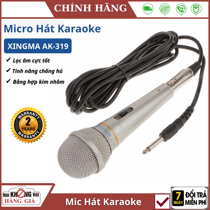 Micro Karaoke XINGMA AK-319 Chuyên Nghiệp Có Dây - Hát Karaoke Phòng Thu , Bắt Âm Tốt, Giọng Hay -Bảo hành 2 năm