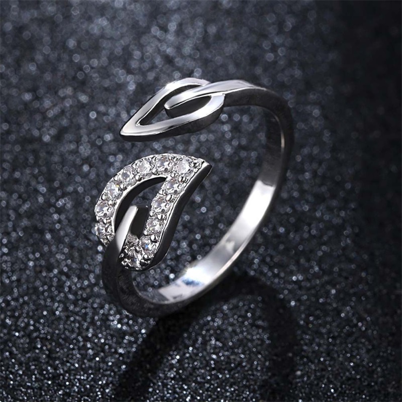 Nhẫn Đeo Tay Họa Tiết Chiếc Lá Đính Đá Thời Trang Cho Nữ