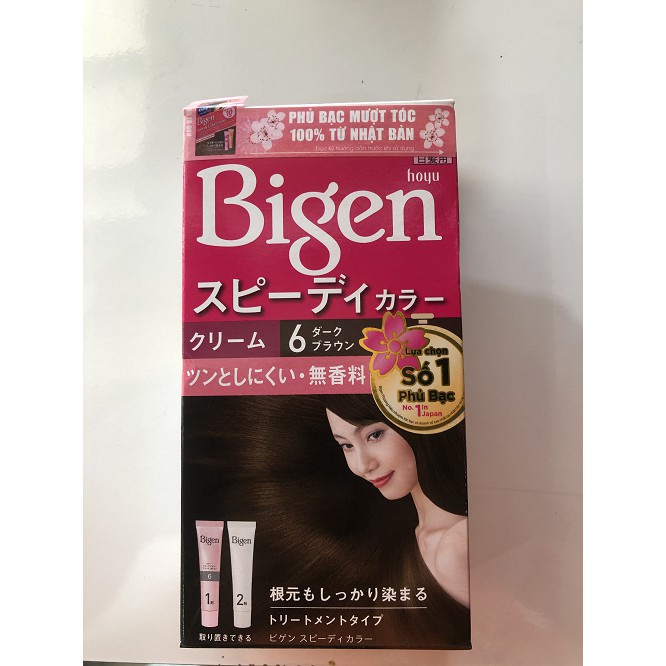 Kem nhuộm tóc Bigen Speedy Color Cream 6 Nâu đen 80g