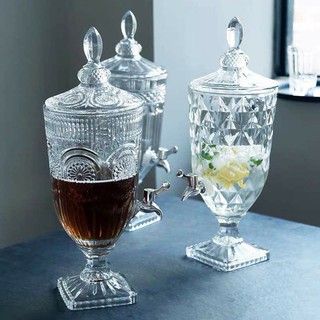 Bình Thủy Tinh Có Vòi 2 Lít đựng nước hoa quả buffet hoa văn sang trọng lịch sự