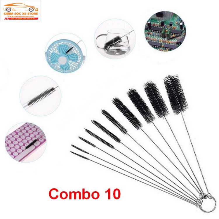 Bộ 10 cọ vệ sinh các chi tiết nhỏ của ô tô, vật dụng nhỏ của gia đình