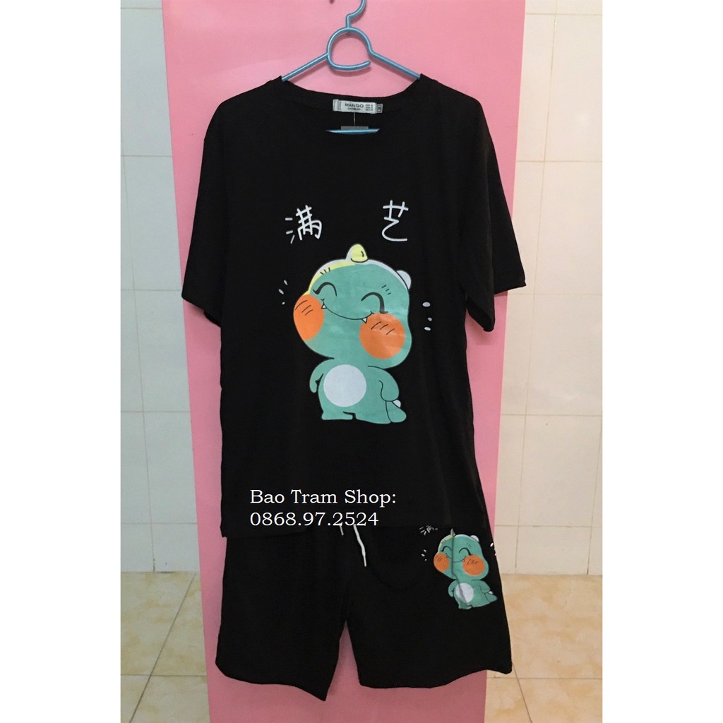 Bộ đồ nam nữ tay lỡ Unisex hoạt hình Má hồng form rộng chât cotton co dãn thoải mái
