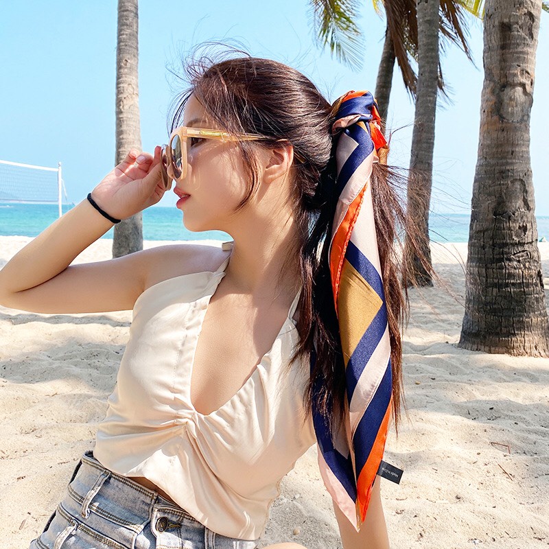 Khăn choàng cổ vuông làm áo thắt nơ làm áo xinh xắn turban bandana vuông size 90x90cm - 90TH1 The Collar Box