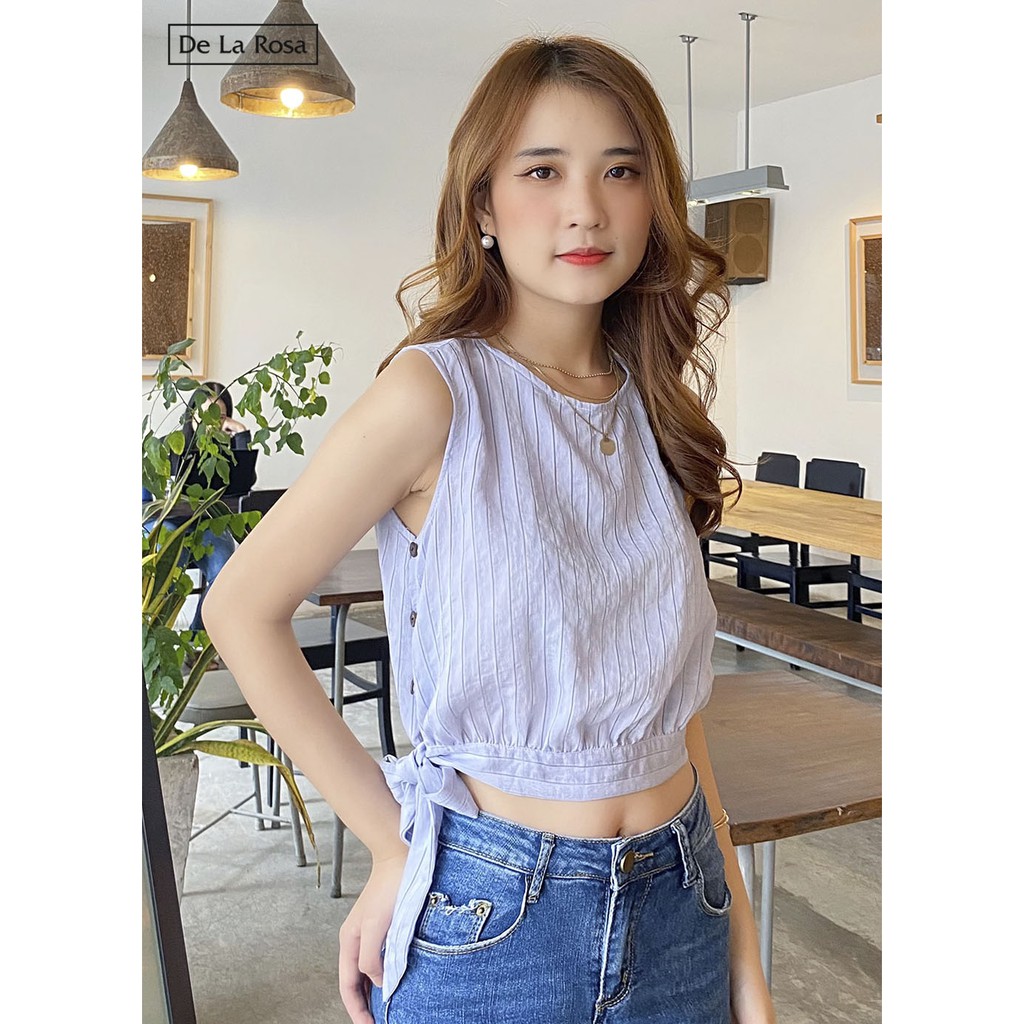 Áo Croptop Tím Bo Eo - De La Rosa
