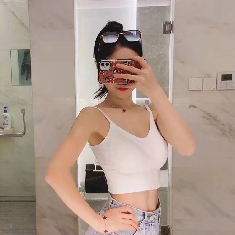 Áo Ngực Thể Thao Hai Dây Cổ Chữ U Có Mút Đệm Không Đường May Lưng Quyến Rũ Dành Cho Nữ