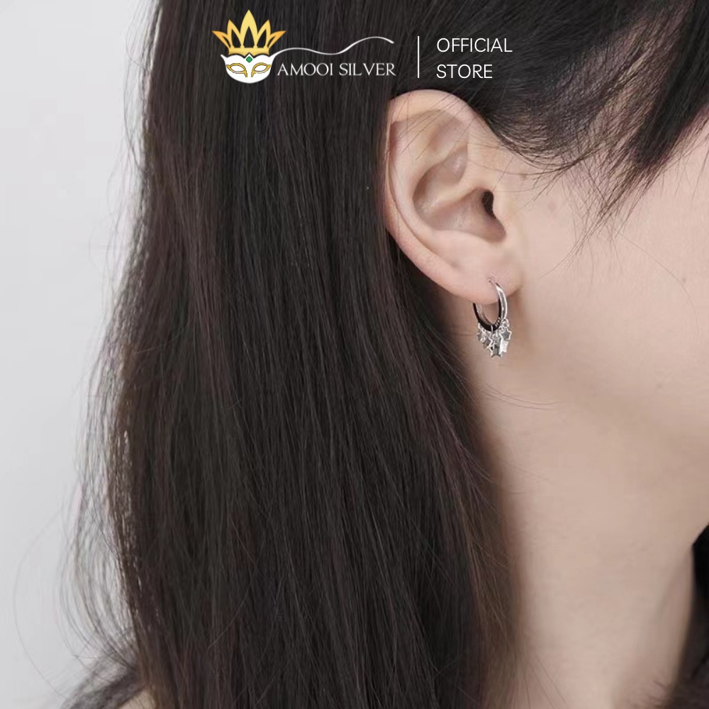 Bông Tai Bạc S925 Khoen Tròn Sao Boheme Đường Kính 10mm - Amooi Silver AB156
