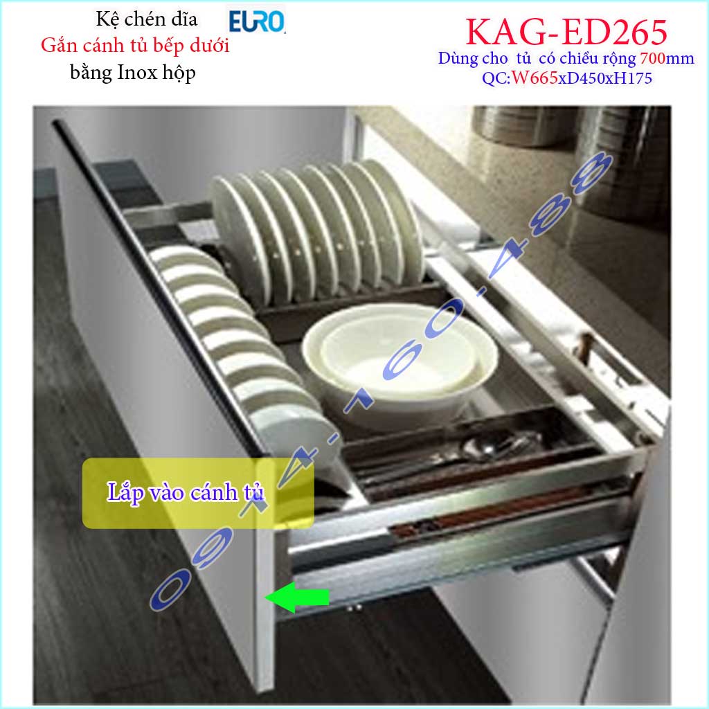 Kệ chén bát Euro KAG-ED265-66.5cm âm tủ bếp Kệ đa năng có ray kéo êm ái inox hộp cao cấp sang trọng cao cấp