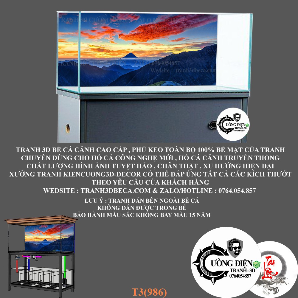 Tranh dán hồ cá thuỷ sinh ,có keo sẵn, nhiều kích thướt chọn lựa