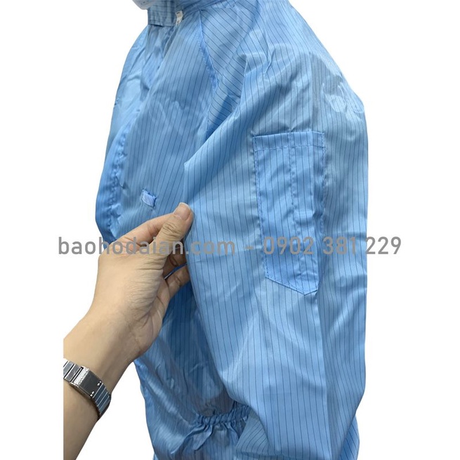Áo liền quần chống tĩnh điện màu xanh