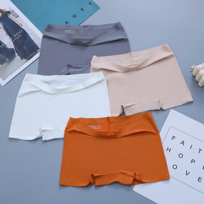 Quần Lót Boxer Không Đường May Bằng Vải Lụa Lạnh Cotton Nguyên Chất Thoáng Khí Gợi Cảm Cho Nữ