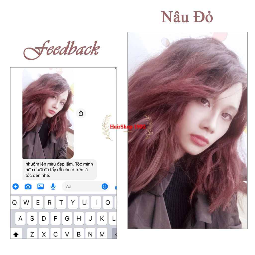 Thuốc Nhuộm Tóc Màu Nâu Đỏ Hàn Quốc Lên Từ Nền Đen ( Tặng Trợ Nhuộm )