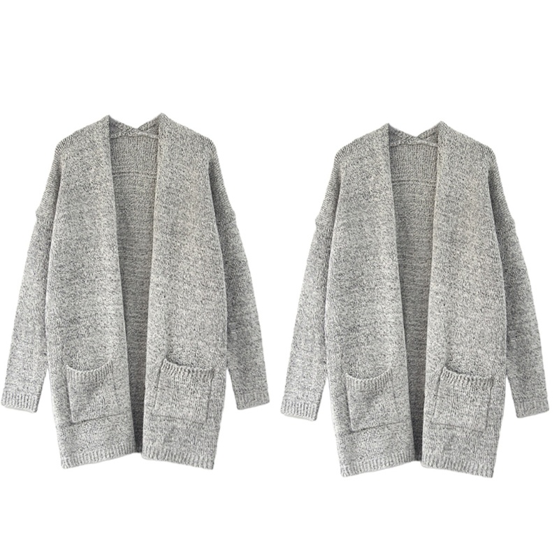 Áo Khoác Cardigan Dài Tay Oversize Có Túi Trước Thời Trang Cho Nữ