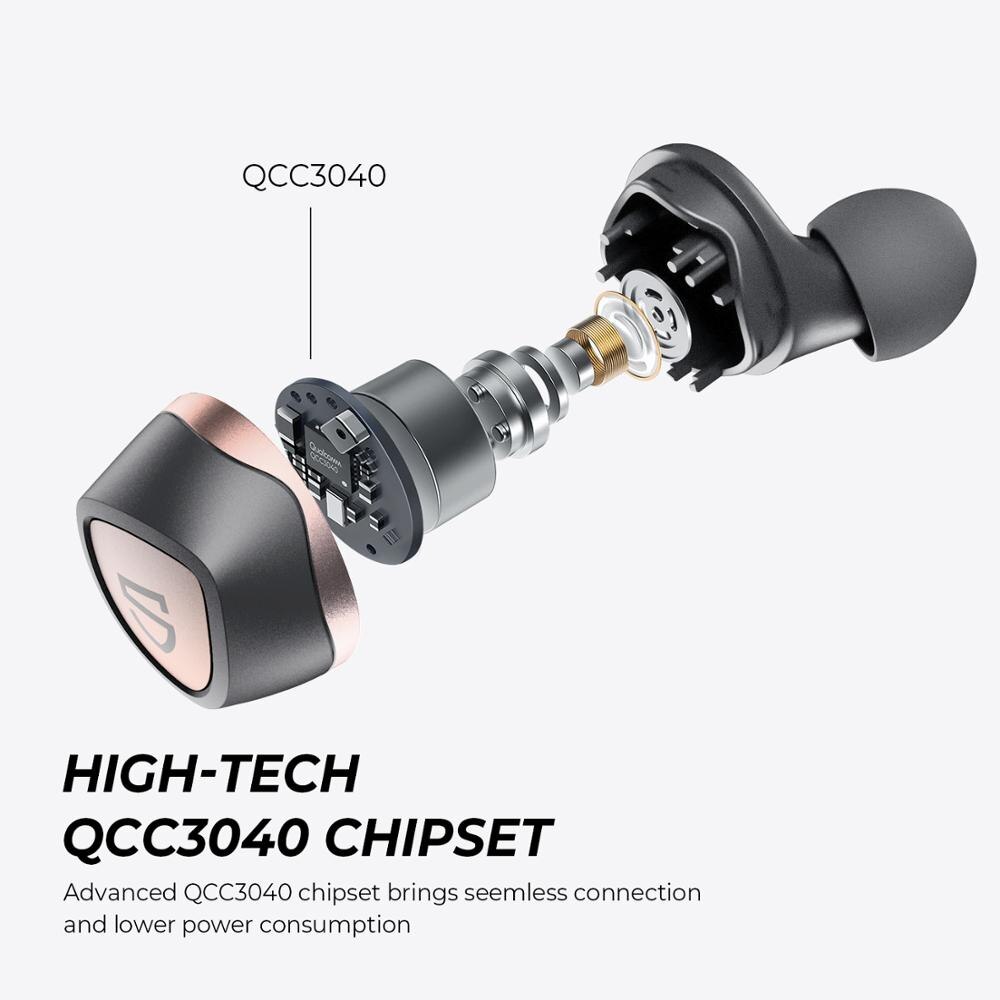 Soundpeats Sonic Tai Nghe Bluetooth 5.2 Qcc3040 Chipset Aptx-Adapice Cvc 8.0 45h Noise Reduction Earbuds