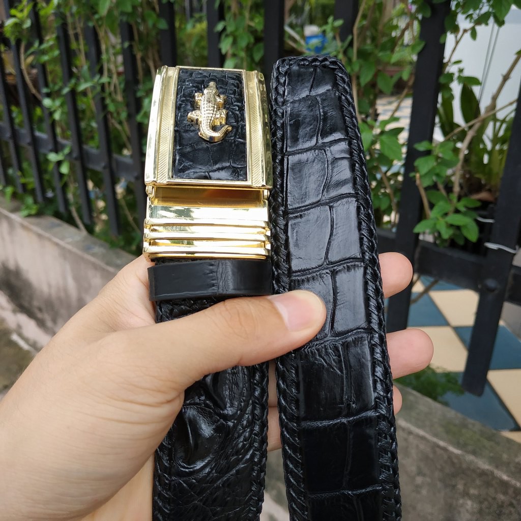 Thắt Lưng Da Cá Sấu Nam  Đan Viền Thủ Công Rất Đẹp!
