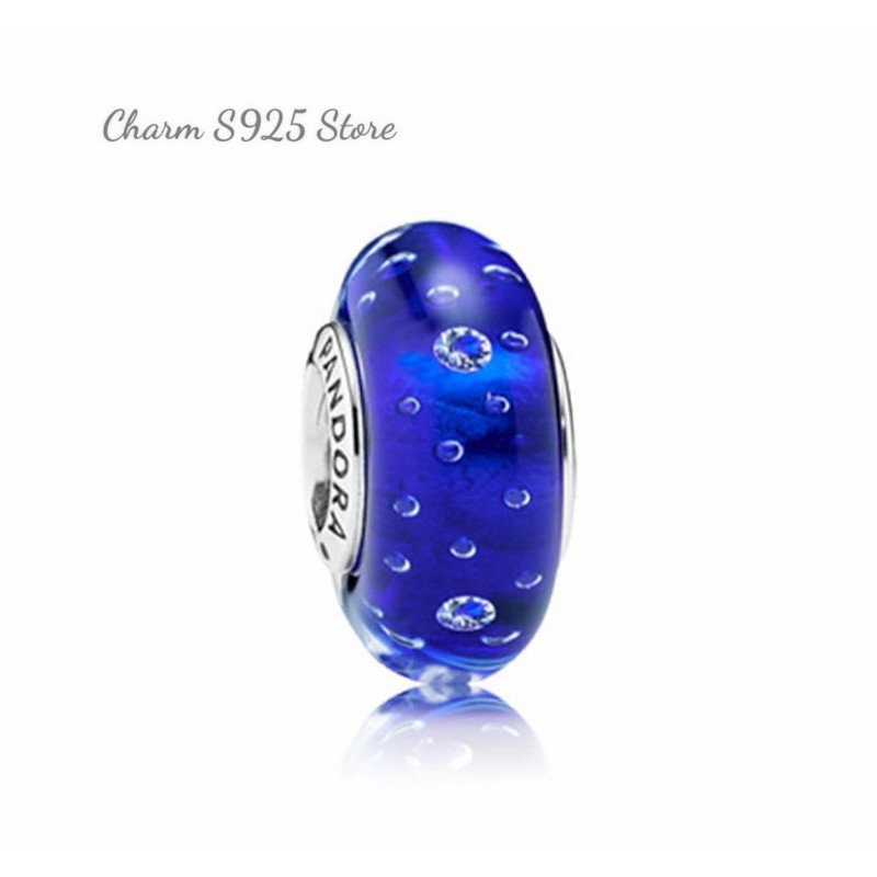 hạt charm pan thuỷ tinh xanh dương bạc s925 cao cấp