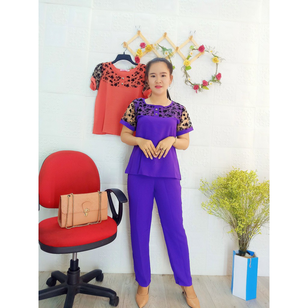 [Chỉ Giảm Giá Hôm Nay] Đồ bộ trung niên Chất đũi Ren cao cấp