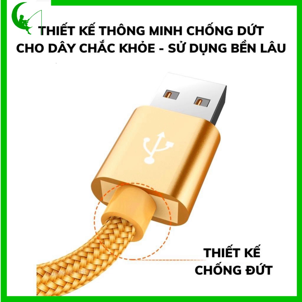 Cáp sạc type c, Dây sạc nhanh type c 2.4A thiết kế dây bện dù dài 1 mét và 3 mét cho điện thoại androi, samsung, oppo,