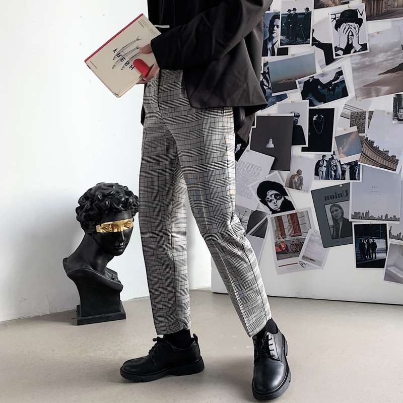 Quần dài họa tiết ca rô thời trang size S-3XL dành cho nam