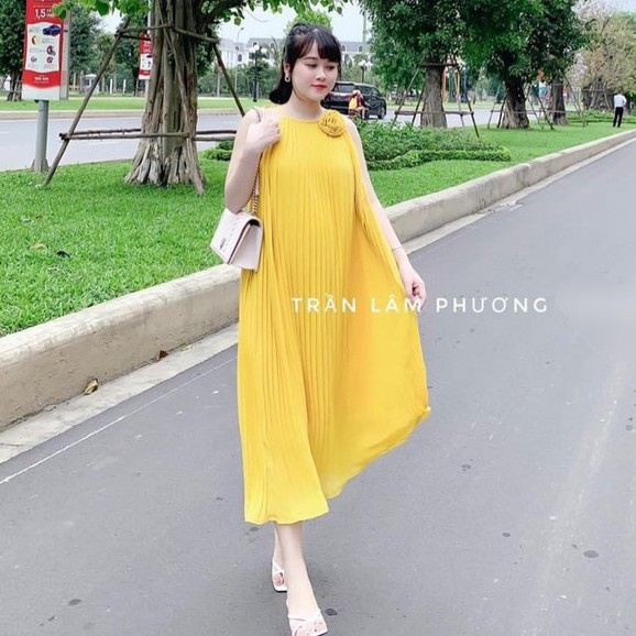 VÁY ĐẦM MAXI 2 DÂY| CỔ YẾM DẬP LY HOA CÀI Chất đũi lụa mềm đẹp - Hàng may kỹ - Lên form y mẫu