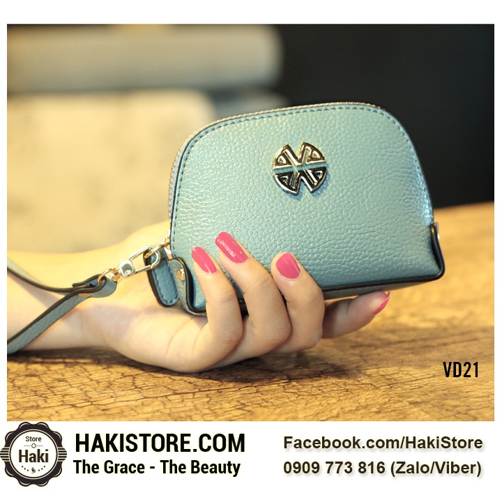 🍀 Ví mini 1 ngăn đính logo siêu xinh siêu cá tính kèm dây đeo tay - VX21