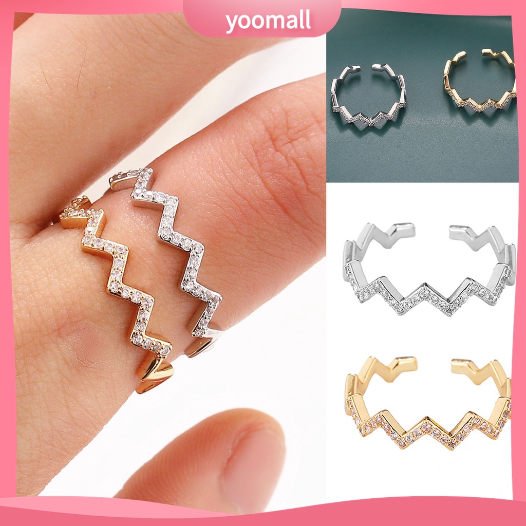 Yomall♡ Nhẫn Hình Gợn Sóng Bằng Hợp Kim Có Thể Điều Chỉnh Kích Thước