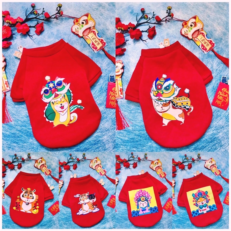 Áo Mặc Tết Cho Thú Cưng - Quần áo Tết Cho Chó Mèo chất liệu nỉ cao cấp