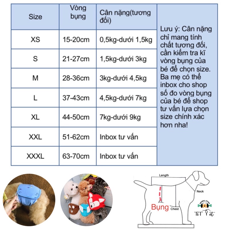 Tã quấn sinh lý cho chó đực hình thú ngộ nghĩnh