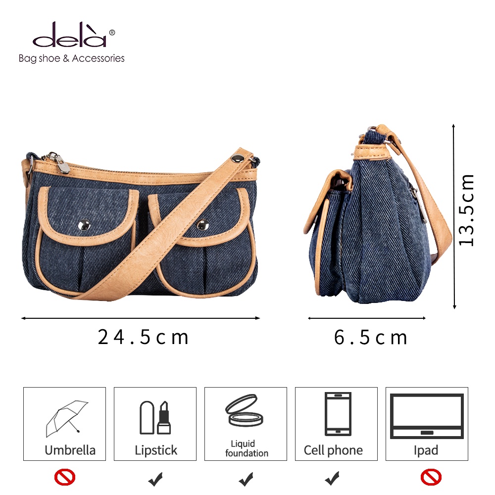 Dela Túi xách nữ đeo chéo đi chơi đẹp hai ngăn cao cấp túi kẹp nách nữ dây xích túi xách quảng châu cao cấp