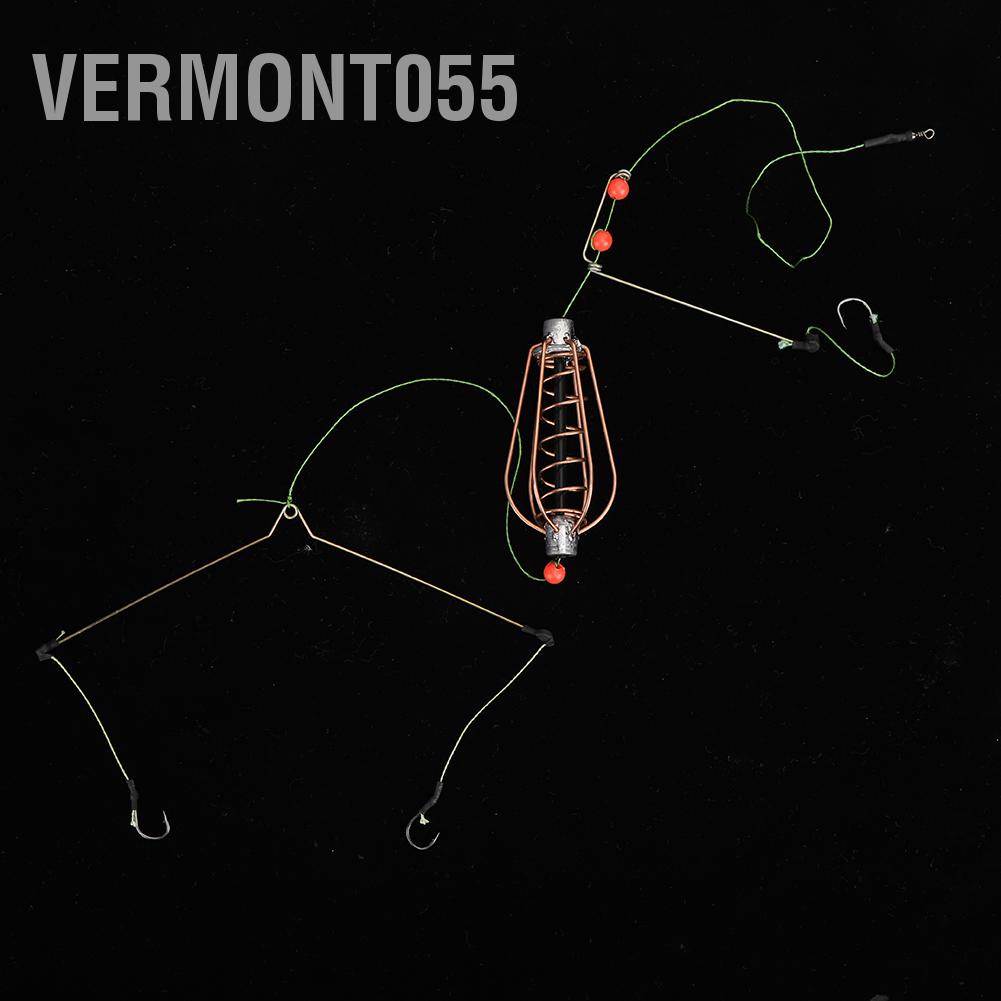 Vermont055 4PCS Fishing Bait Cage Lure Trap Basket Feeder Holder with Hooks Fish Tackle Accessories