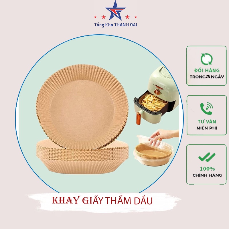 Sét 100 giấy thấm dầu thực phẩm cho nồi chiên không dầu dạng khay tròn MUL61
