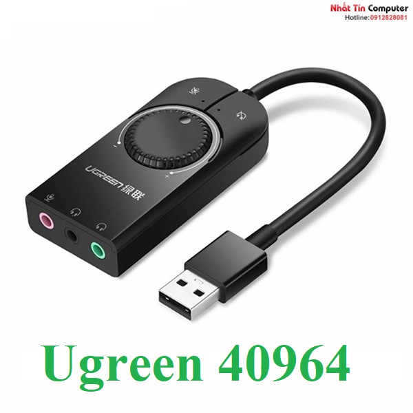 Card Sound USB 2.0 có điều khiển volume hỗ trợ Mic&Loa chính hãng Ugreen 40964 cao cấp