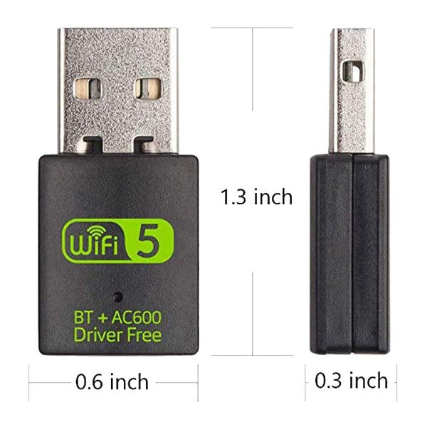 USB WiFi Bluetooth Adapter, 600Mbps Dual Band Wireless Network External Receiver,WiFi Dongle for PC/Laptop/Desktop