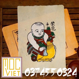 Tranh Đông Hồ Em bé ôm gà - Vinh hoa