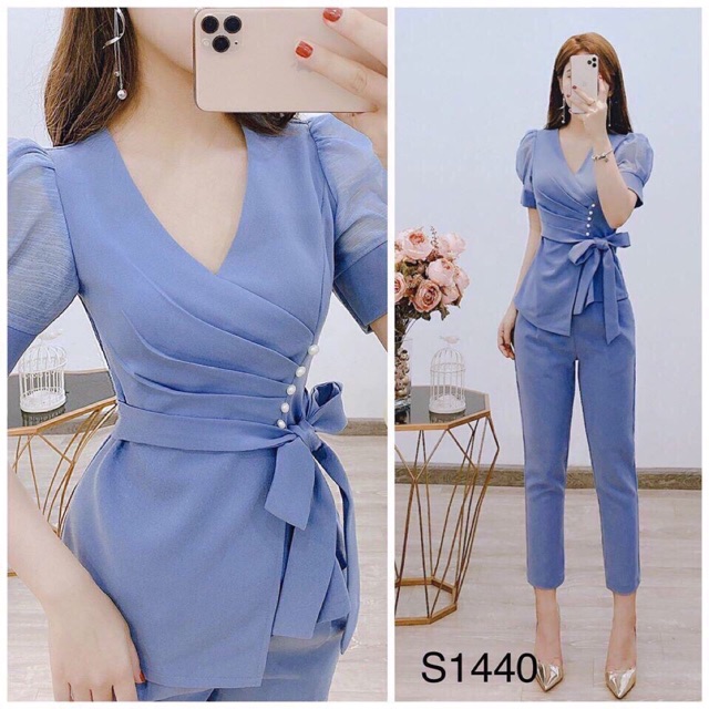 (Ảnh thật 5 MÀU) SET BỘ ÁO XẾP LY TAY PHỒNG KẾT CƯỜM QUẦN 9 TẤC GIÁ RẺ KÈM ẢNH THẬT