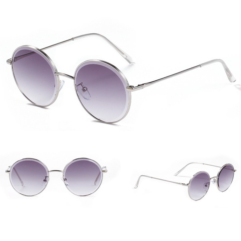 Kính Mát Gọng Kim Loại Tròn Chống Tia Uv Phong Cách Retro