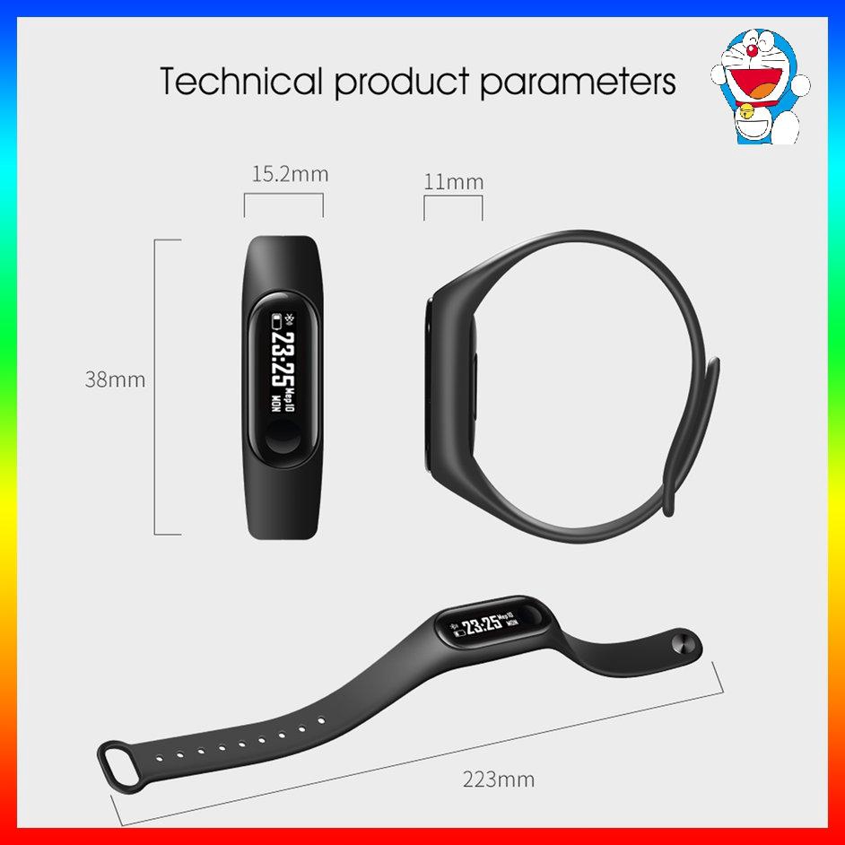 ⚡Màn hình OLED 4.0 chống nước Vòng đeo tay thông minh với Pedometer Watch màu đen