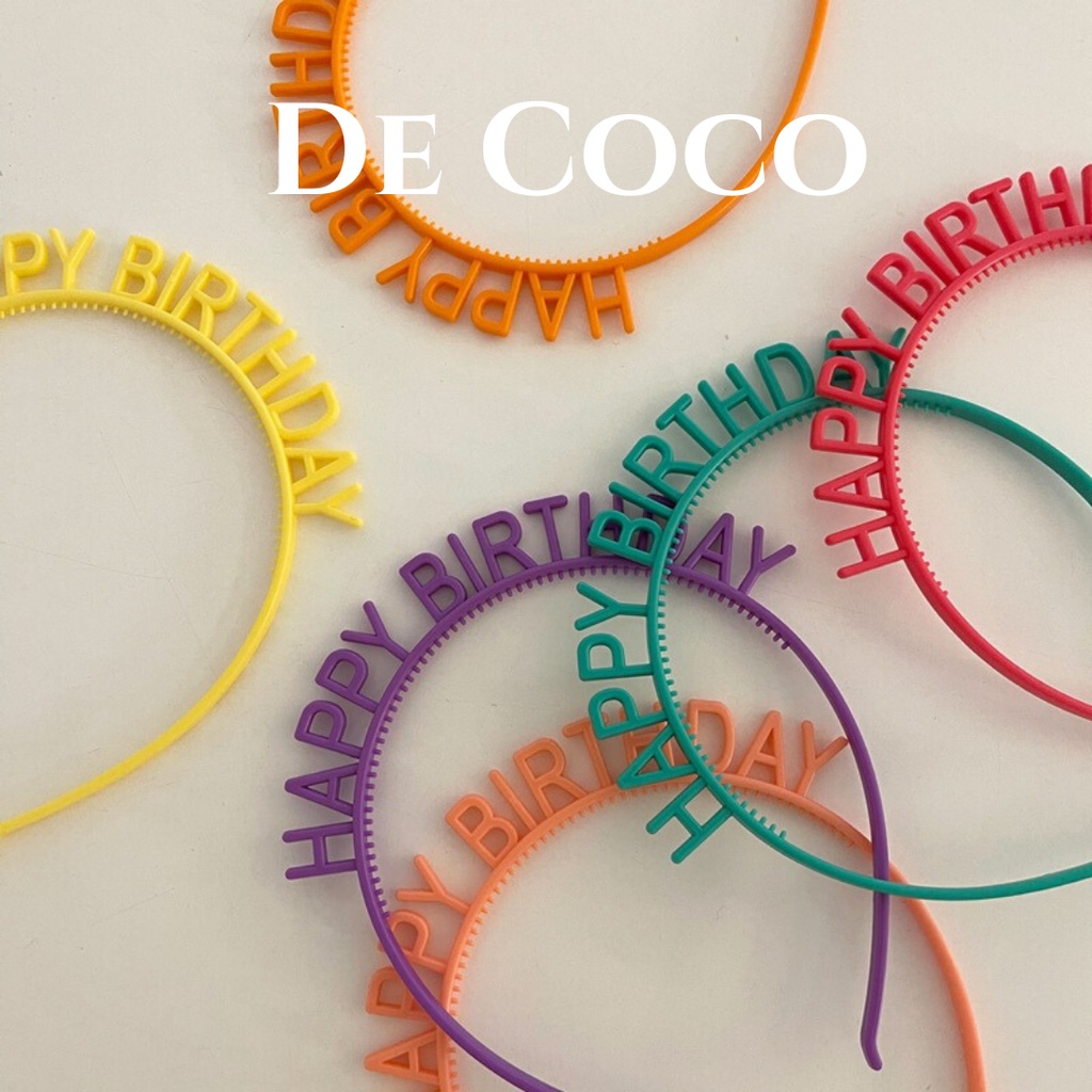 Bờm nhựa sinh nhật, cài tóc happy birthday De Coco