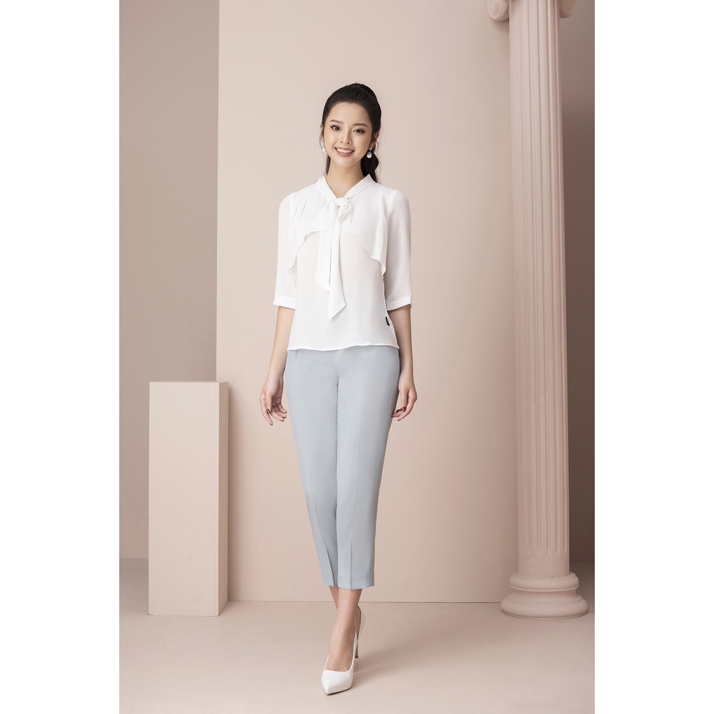 Áo Sơ Mi Tay Lỡ LUPERI Cổ Cách Điệu Nữ Tính, Chất Voan Hàn Mỏng Nhẹ, Thoáng Mát LFSM1210