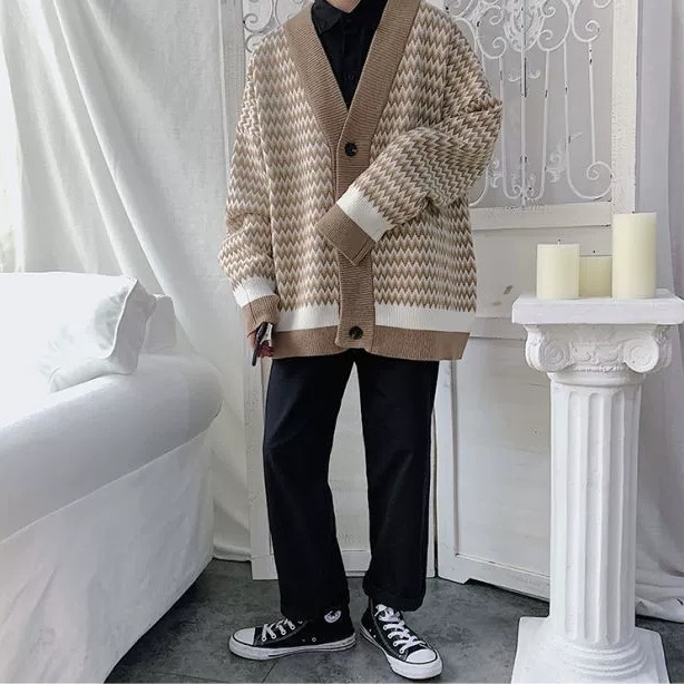 [ HÀNG ORDER ] Áo khoác Cardigan nam hoạ tiết sọc zigzag style Hàn Quốc | BigBuy360 - bigbuy360.vn