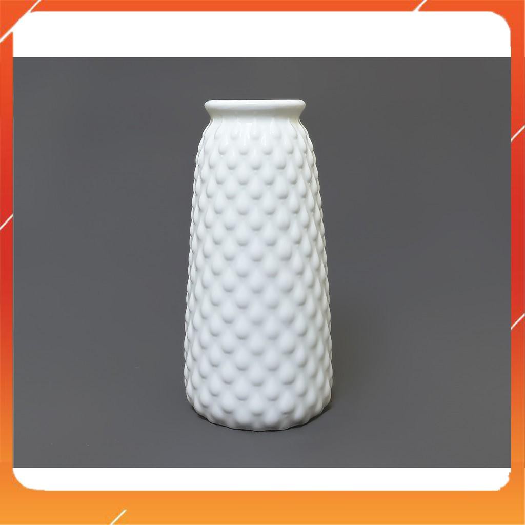 Lọ hoa sứ trắng Bát Tràng cao 22cm T115