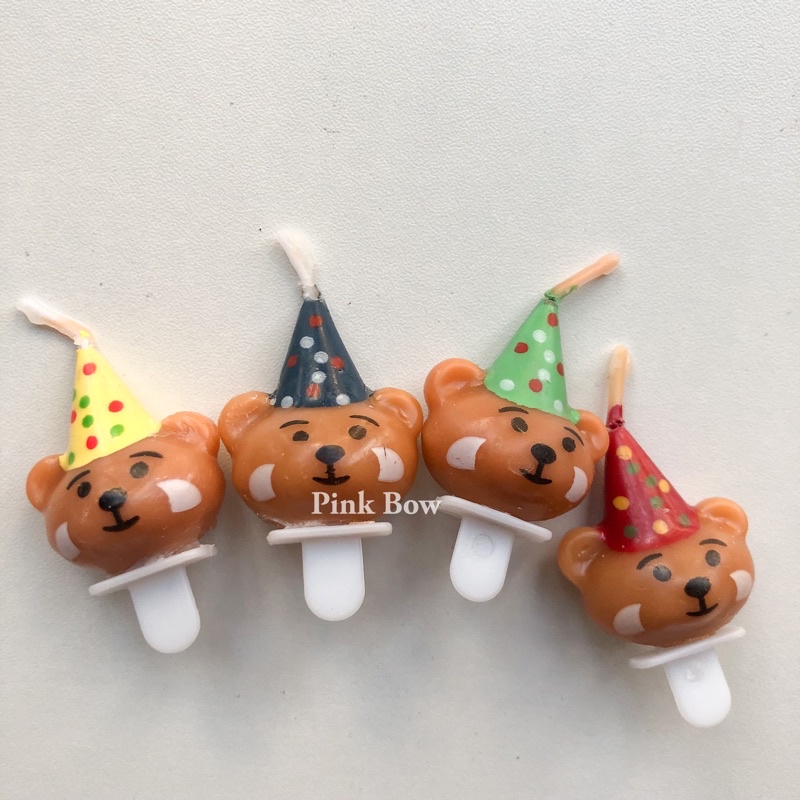 Nến sinh nhật hình con gấu Nâu/Trắng/Cam/Hồng/ILY/tím/Đội nón