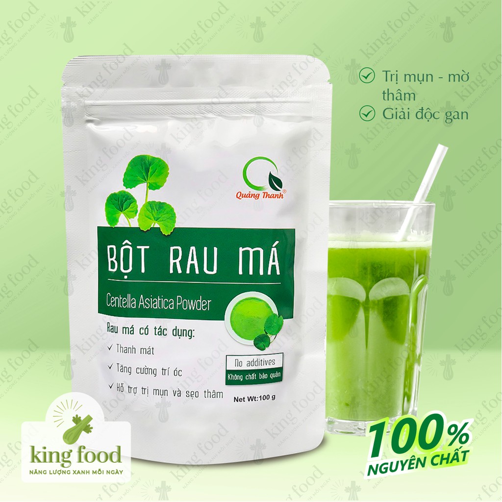 Bột rau má Quảng Thanh nguyên chất 100%, thanh mát, giải độc gan và làm đẹp da - Túi 100g