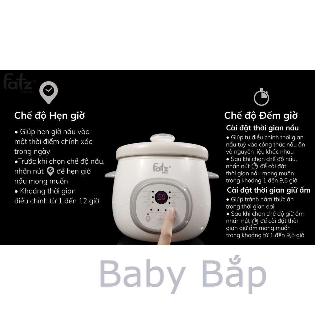 NỒI NẤU CHẬM THÔNG MINH HẸN GỜ 1.5L - SLOW 5 - FB9115ZT FATZ BABY