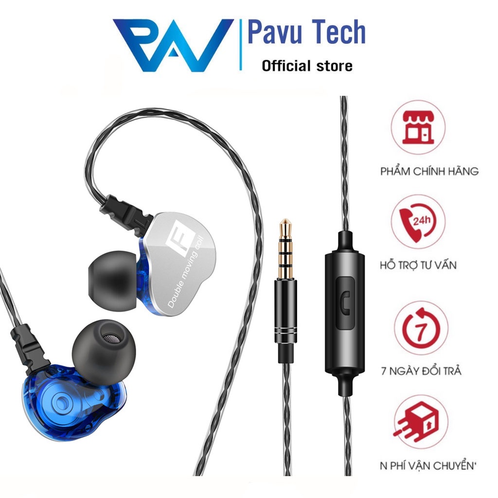 Tai Nghe Có Dây F4 Tai Nghe Nhét Tai Âm Thanh HiFi Chống Ồn Tích Hợp Micro Và Nút Điều Khiển Âm Lượng Pavu Tech