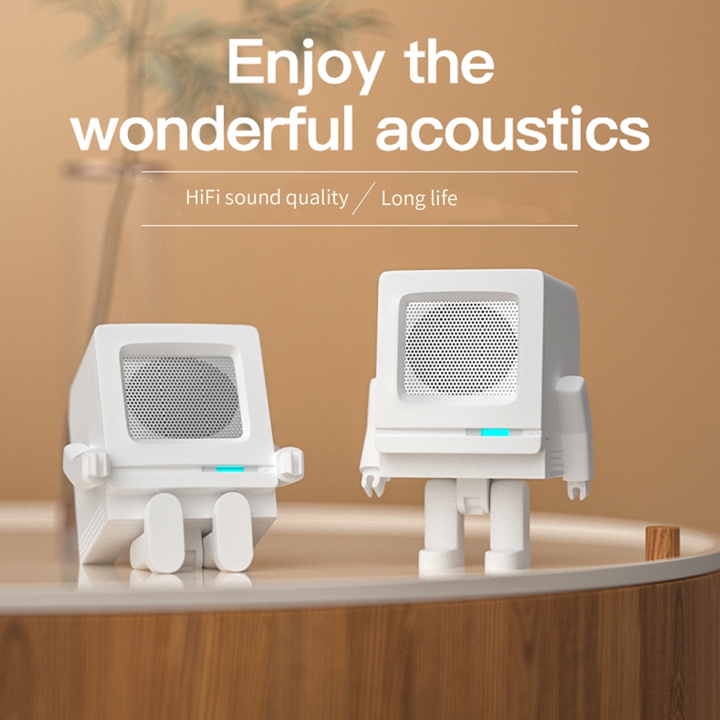 [Hàng Sẵn] Loa bluetooth Mini Robot, loa decor sáng tạo di động cho cắm trại ngoài trời trong nhà Quà tặng【Carbon070】