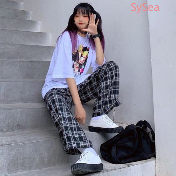 Quần kẻ caro mẫu mới ống rộng dáng suông ulzzang thời trang nam nữ cá tính/ Quần suông dáng dài cạp cao co dãn hàn quốc | BigBuy360 - bigbuy360.vn