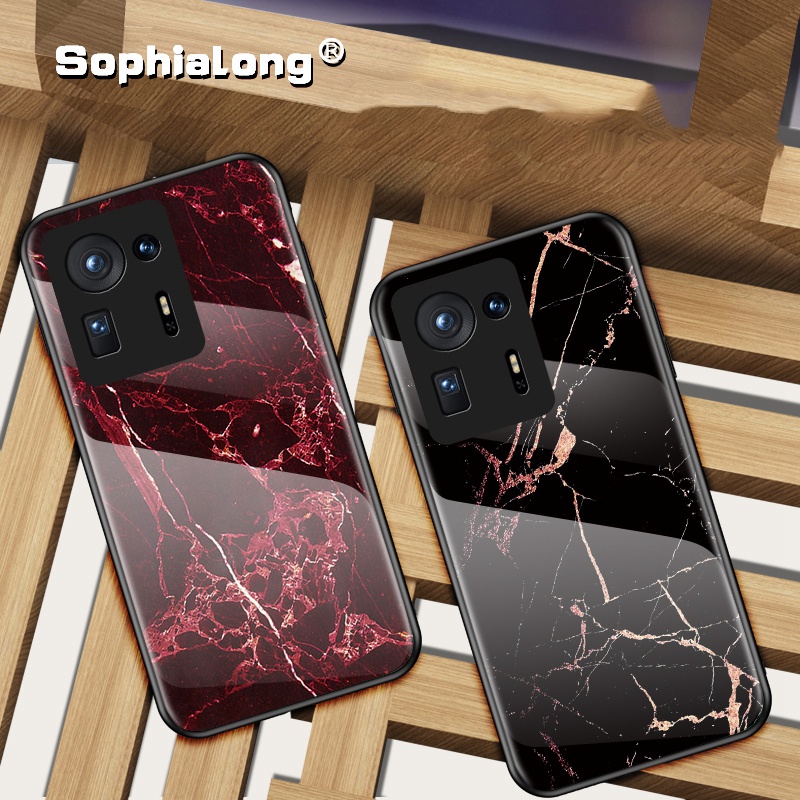 Ốp Điện Thoại Mặt Kính Cường Lực Họa Tiết Đá Hoa Cương Màu Gradient Cho Xiaomi Mi Mix 4 2 2S 3 4G