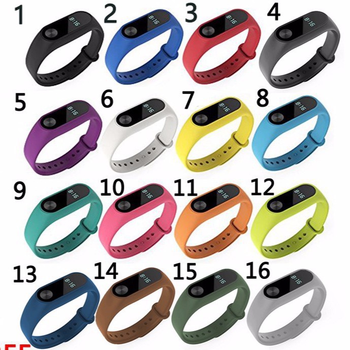 16 màu cho dây đeo cổ tay Xiaomi mi band 2 Dây đeo cổ tay đầy màu sắc